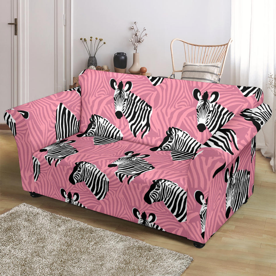 Zebra Head Pattern Loveseat Couch Slipcover