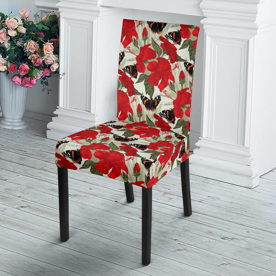 Hibiscus Pattern Print Design 04 Dining Chair Slipcover