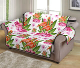 Flamingo Pink Hibiscus Pattern Loveseat Couch Cover Protector