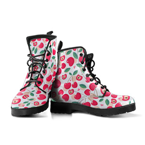 Cherry Heart Pattern Leather Boots