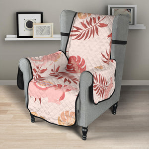 Pink Camel Leaves Pattern Chair Cover Protector