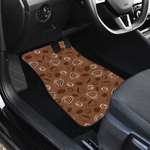 Coffee Cup and Coffe Bean Pattern Front Car Mats