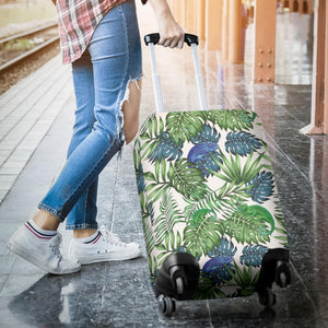 Green Blue Chameleon Lizard Leaves Pattern Luggage Covers