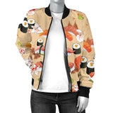 Sushi Pattern Women Bomber Jacket