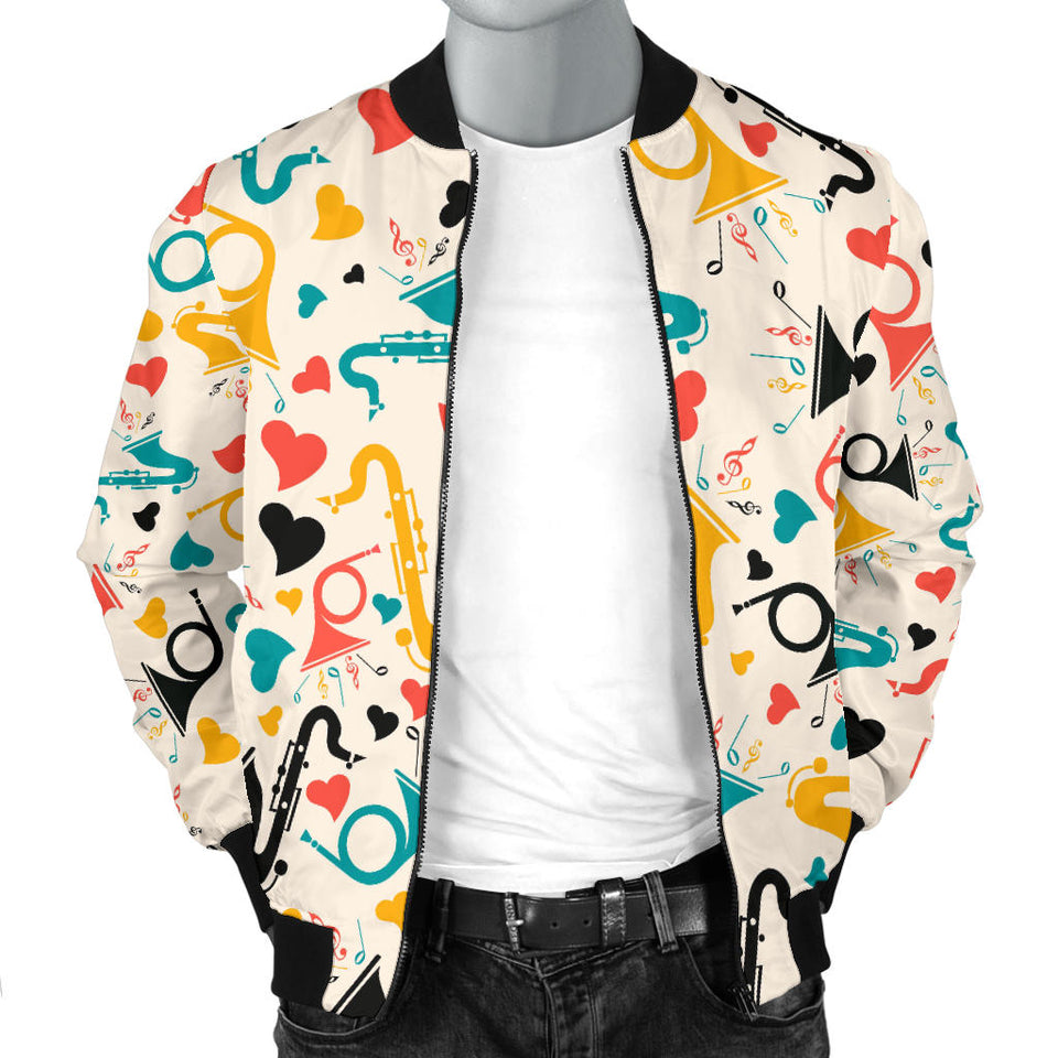 Saxophone Pattern Background Men Bomber Jacket