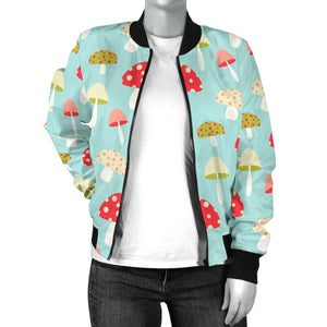 Mushroom Pattern Background Women Bomber Jacket