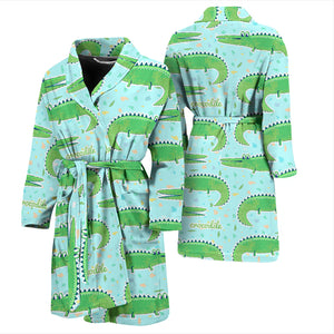 Crocodile Pattern Blue background Men Bathrobe