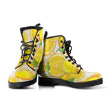 Lemon Pattern Background Leather Boots