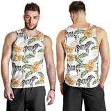 Zebra Hibiscus Pattern Men Tank Top