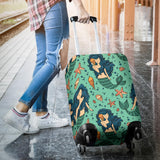 Mermaid Pattern Green Background Luggage Covers