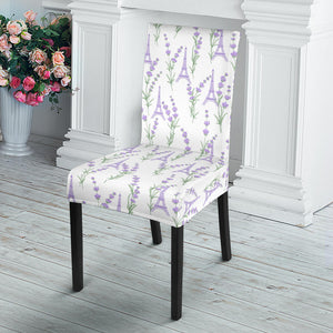 Eiffel Tower Lavender Pattern Print Design 01 Dining Chair Slipcover