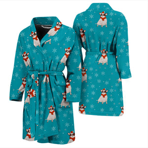 Fat Chihuahua Christmas Pattern Men Bathrobe