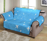 Airplane Pattern Blue Background Loveseat Couch Cover Protector