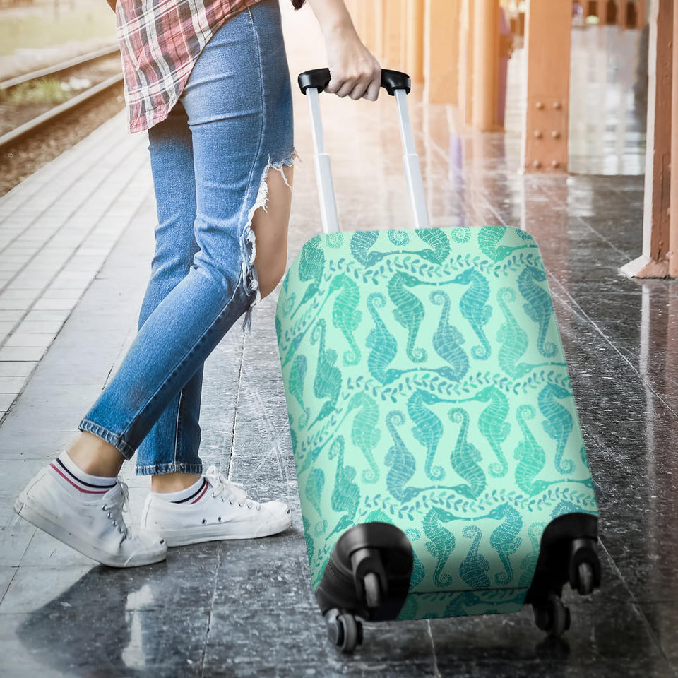 Seahorse Green Pattern Luggage Covers