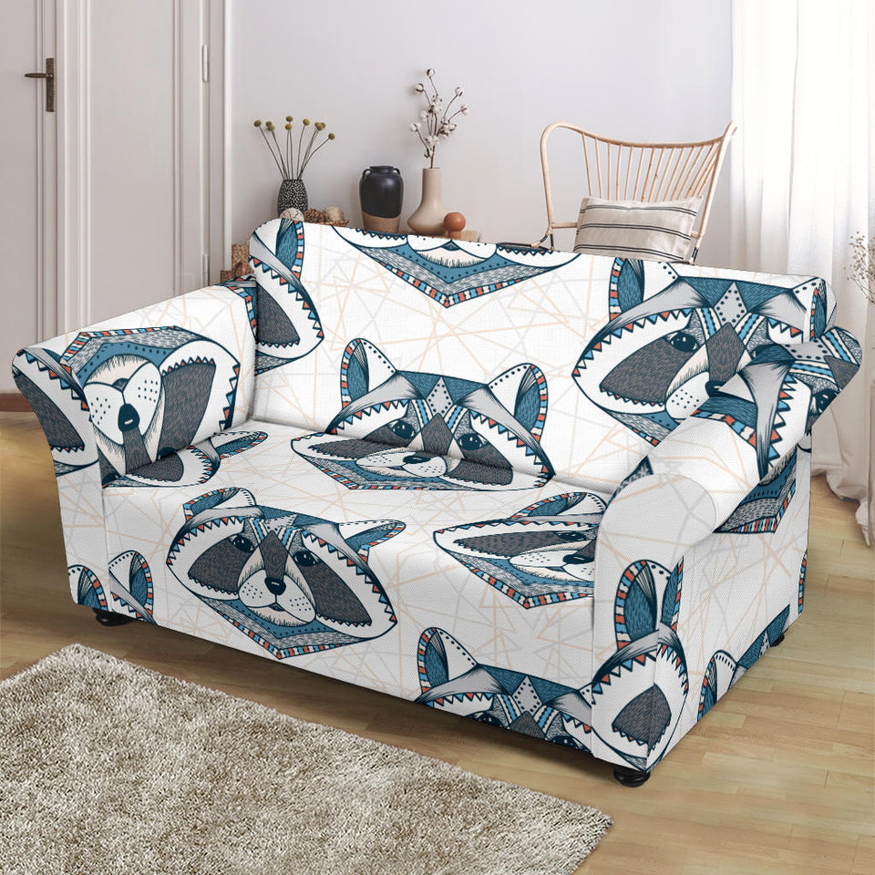 Raccoon Head Pattern Loveseat Couch Slipcover