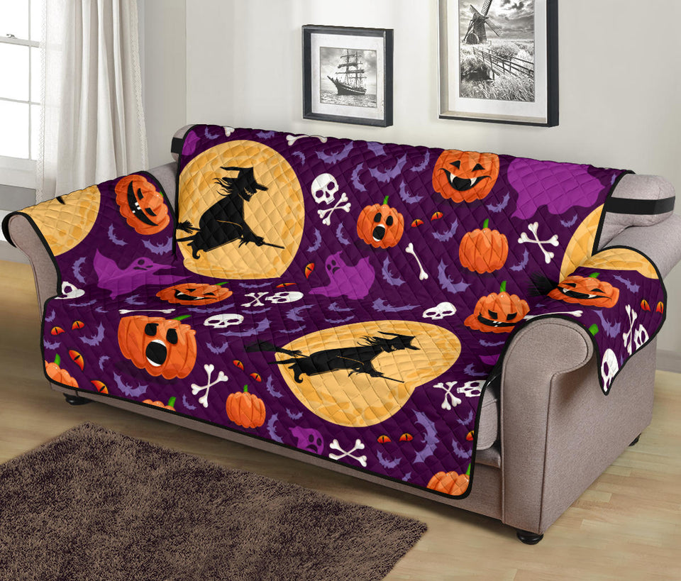 Halloween Pumpkin Witch Pattern Sofa Cover Protector