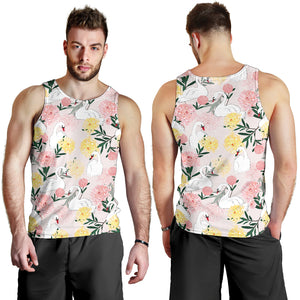 Swan Flower Pattern Men Tank Top