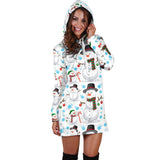 Snowman Pattern Background Women Hoodie Dress