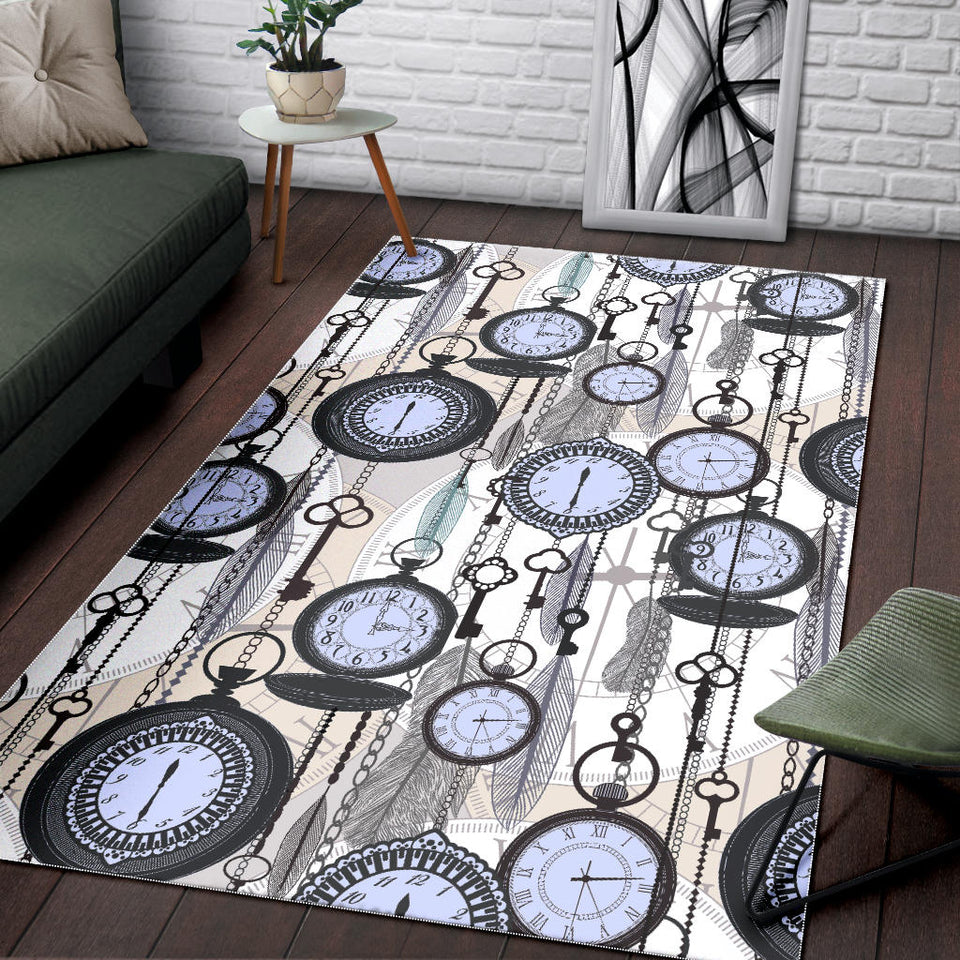 Vintage Clock Pattern Area Rug