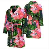 Parrot Leaves Pattern Men Bathrobe