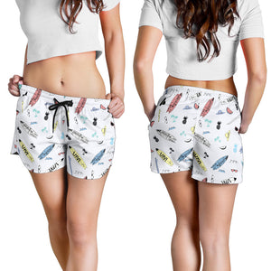 Surfboard Pattern Print Design 01 Women Shorts