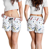 Surfboard Pattern Print Design 01 Women Shorts