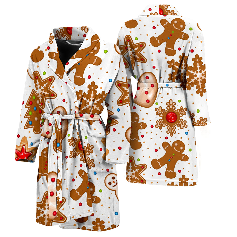 Christmas Cookie Pattern Men Bathrobe