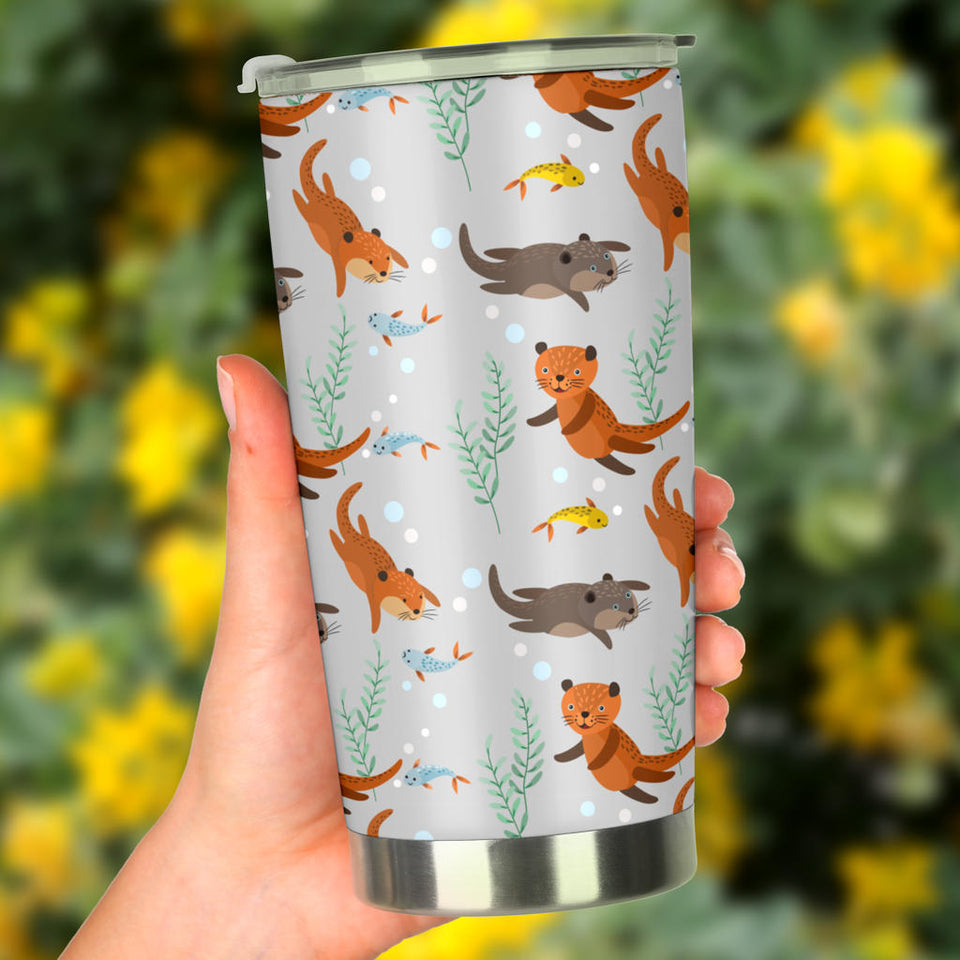 Swimming Fish Otter Pattern Tumbler