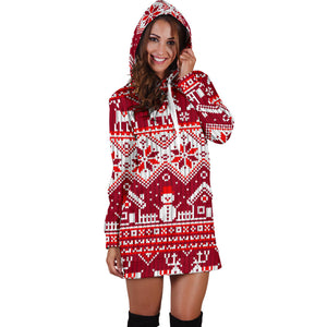 Snowman Sweater Printed Pattern Women Hoodie Dress