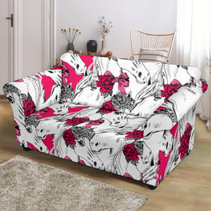 Horse Head Rose Pattern Loveseat Couch Slipcover