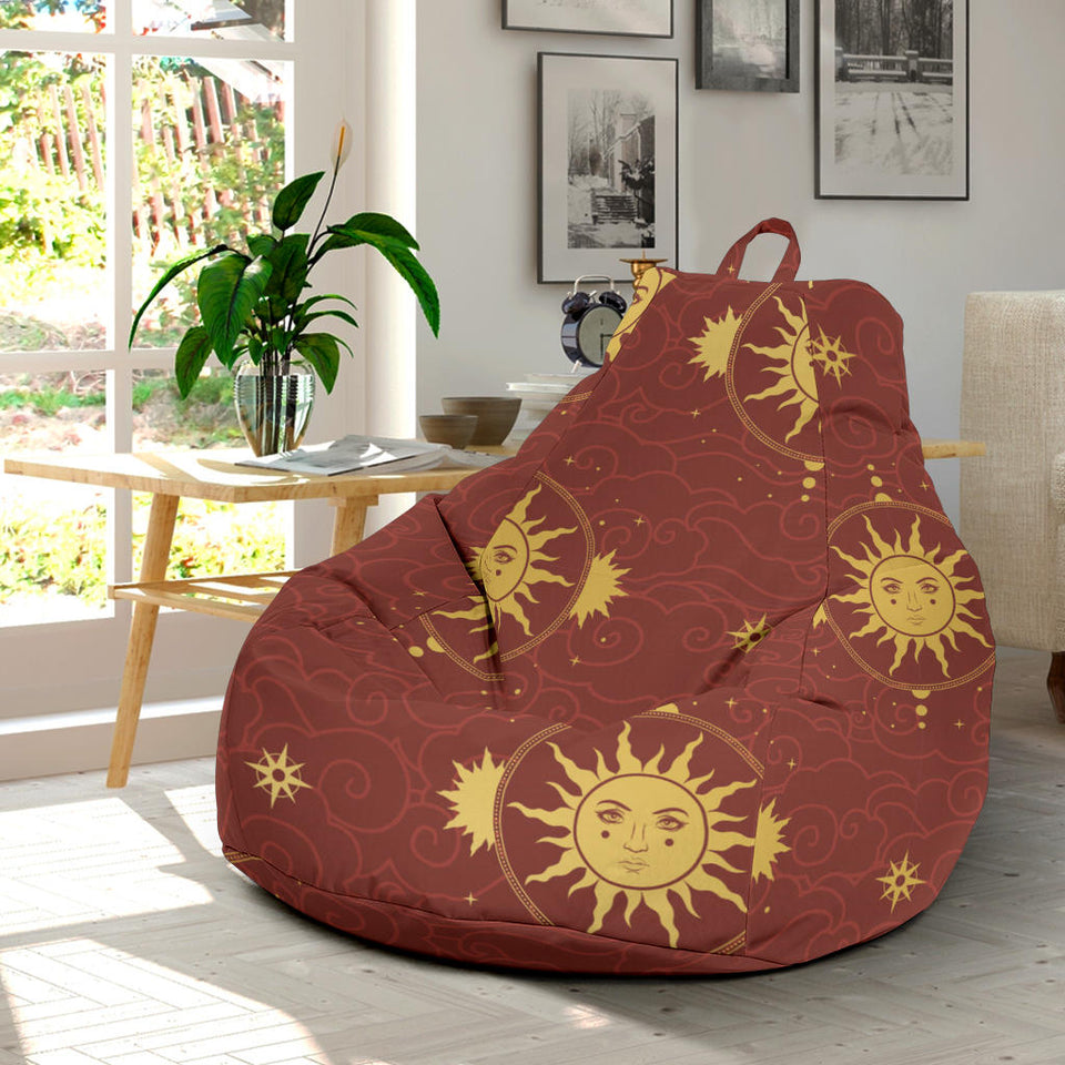 Sun Pattern Red Background Bean Bag Cover