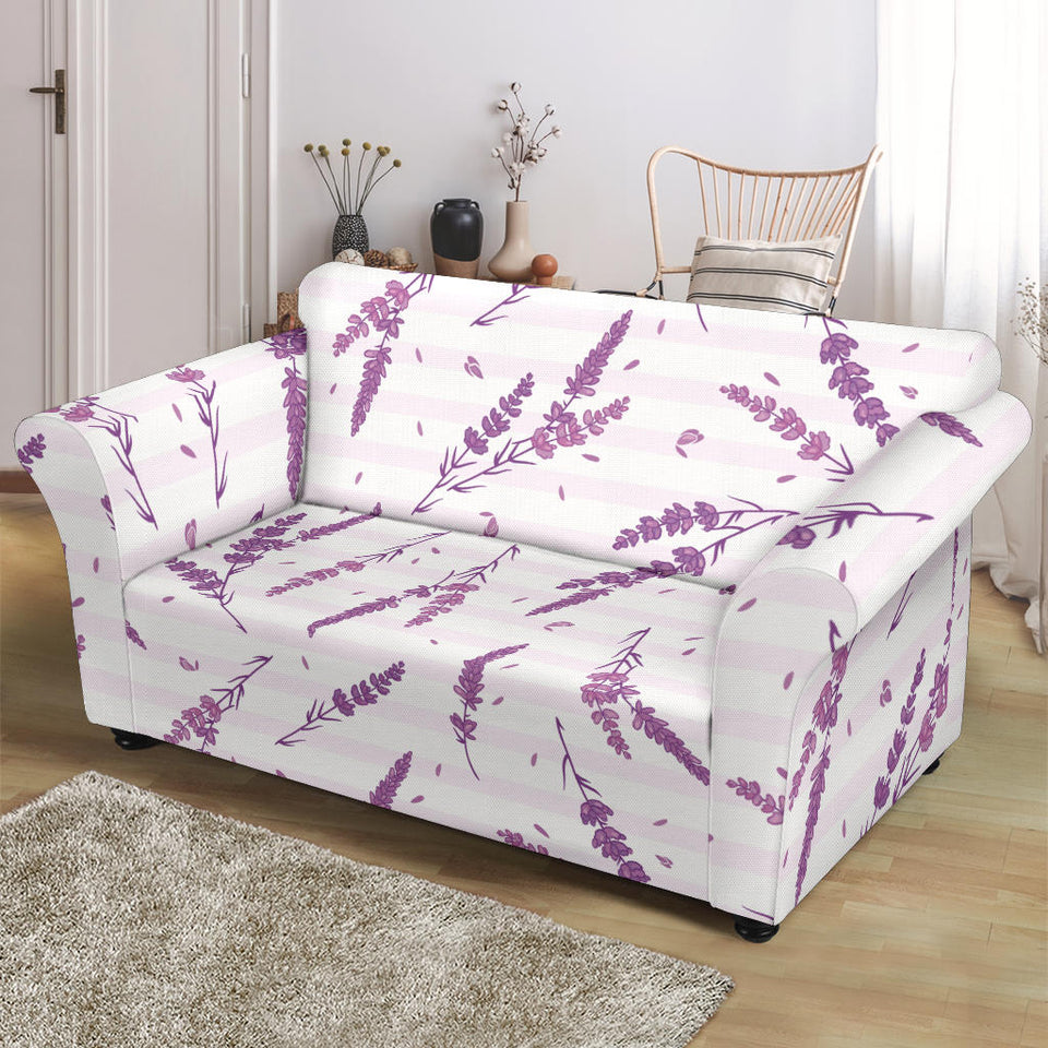 Lavender Pattern Stripe Background Loveseat Couch Slipcover