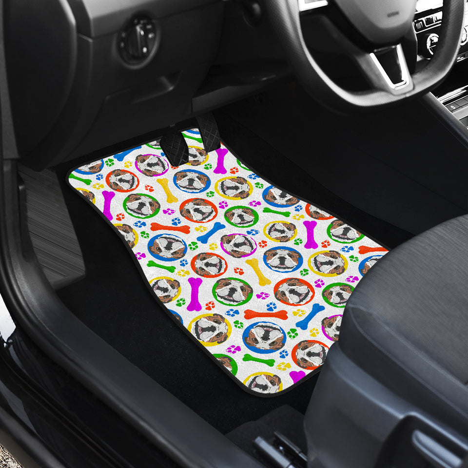 English Bulldog Pattern Print Design 05 Front and Back Car Mats