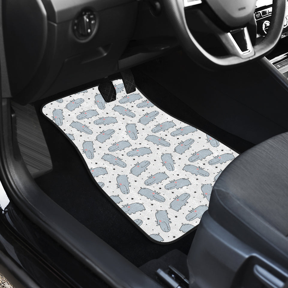 Hippopotamus Pattern Print Design 01 Front Car Mats