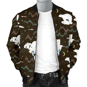 Polar Bear Pattern Background Men Bomber Jacket