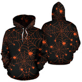 Orange Cobweb Spider Web Pattern Men Women Pullover Hoodie