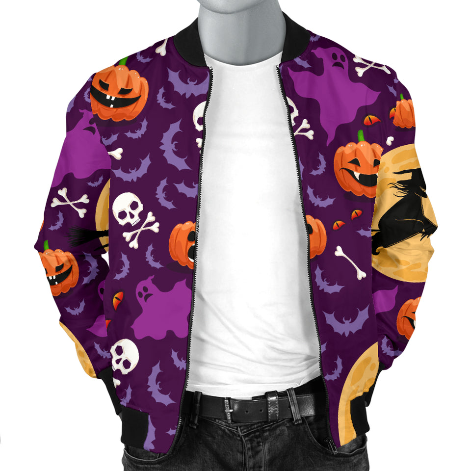 Halloween Pumpkin Witch Pattern Men Bomber Jacket