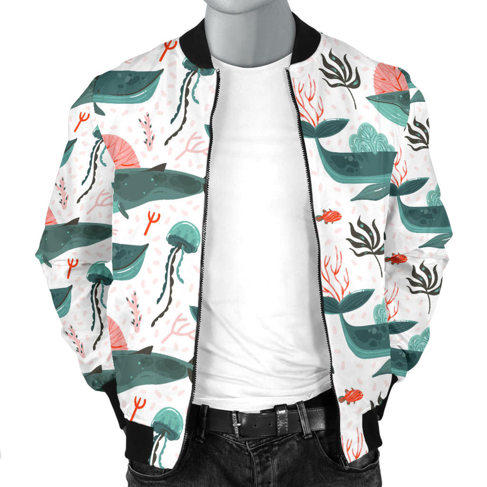 Whale Jelly Fish Pattern  Men Bomber Jacket