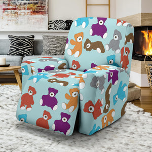 Teddy Bear Pattern Print Design 03 Recliner Chair Slipcover