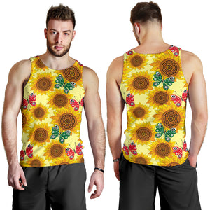 Sunflower Butterfly Pattern Men Tank Top