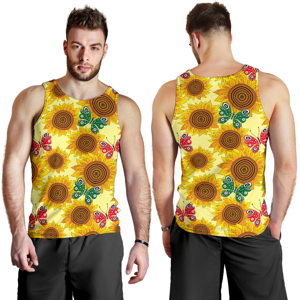 Sunflower Butterfly Pattern Men Tank Top