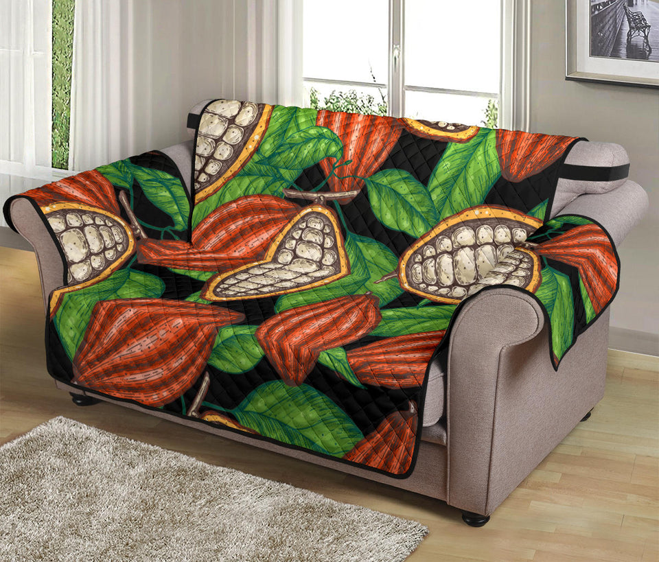 Cocoa Leaves Pattern Loveseat Couch Cover Protector