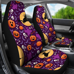 Halloween Pumpkin Witch Pattern Universal Fit Car Seat Covers