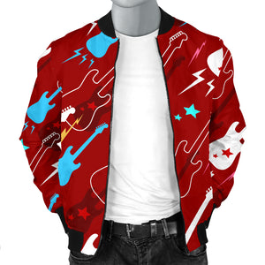 Electical Guitar Red Pattern Men Bomber Jacket