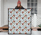 Squirrel Pattern Print Design 02 Premium Quilt