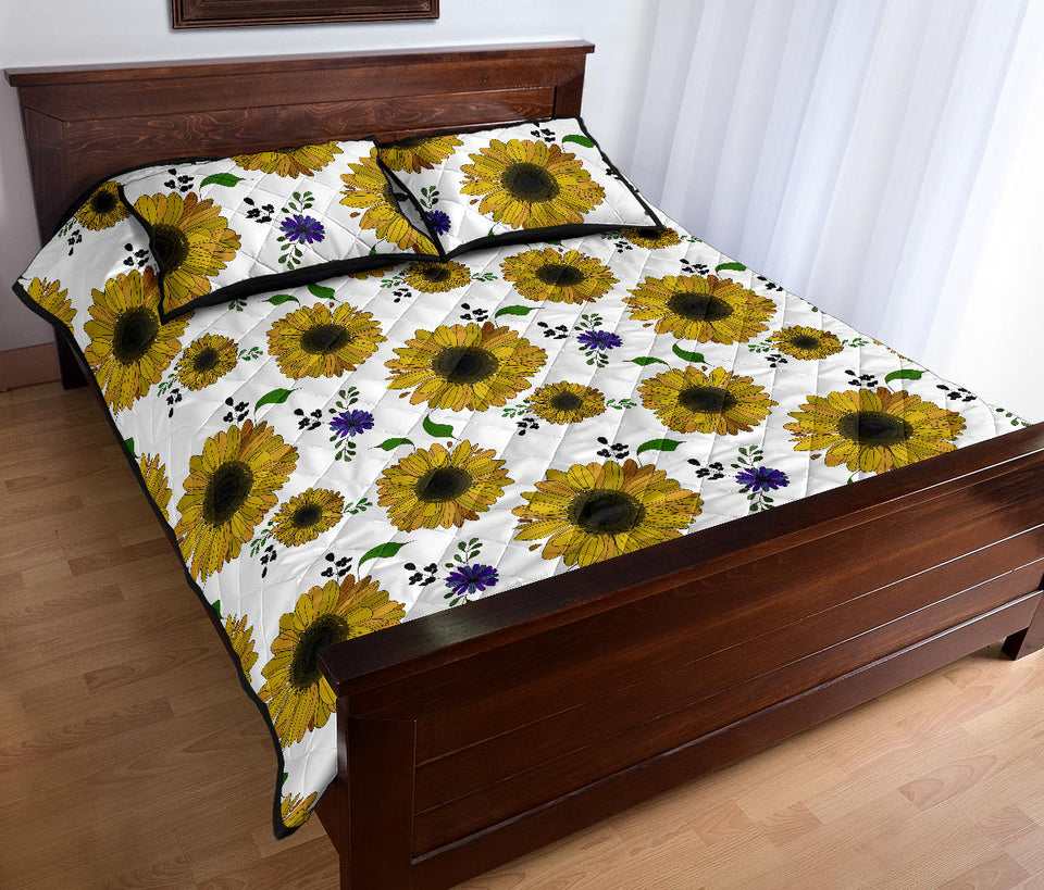 Sunflower Pattern Background Quilt Bed Set