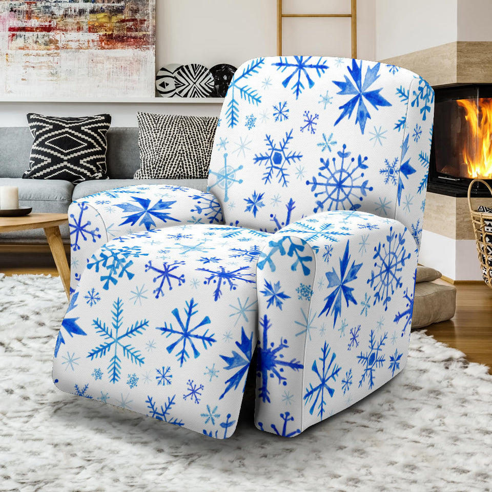 Blue Snowflake Pattern Recliner Chair Slipcover
