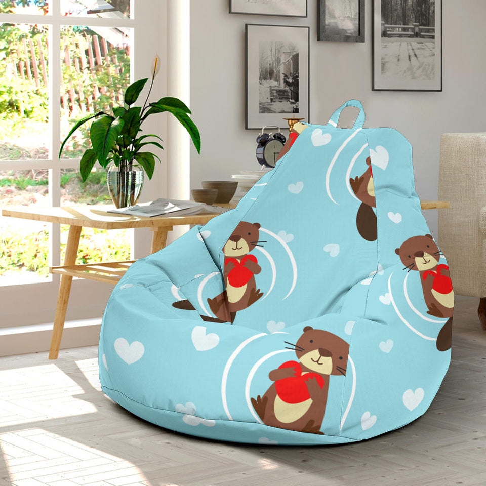 Otter Heart Pattern Bean Bag Cover