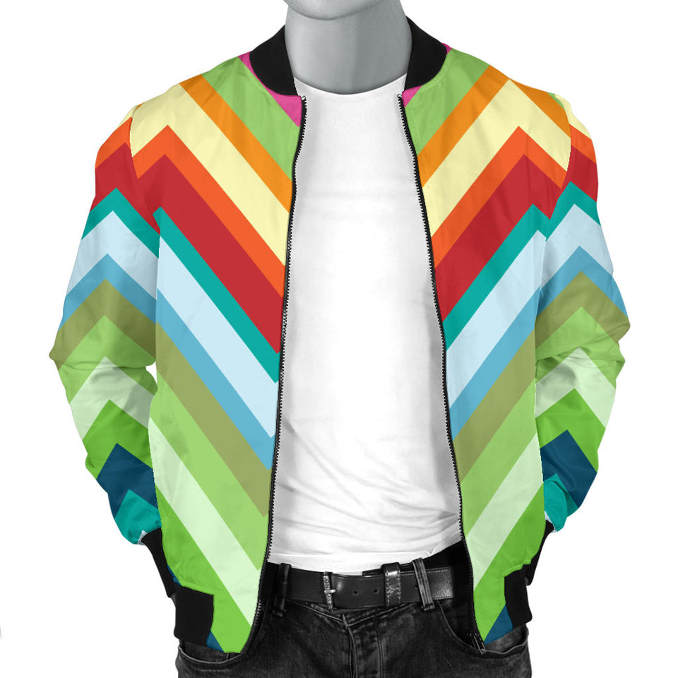 Rainbow Zigzag Chavron Pattern Men Bomber Jacket