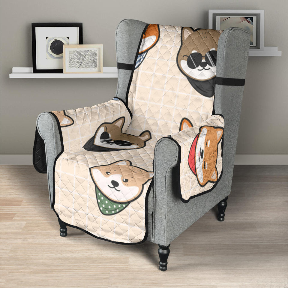 Shiba Inu Head Pattern Chair Cover Protector